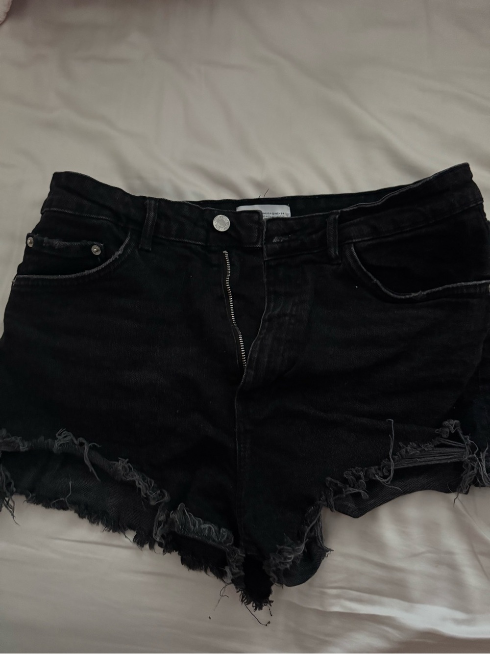 Zara Black Distressed Women’s Denim Shorts